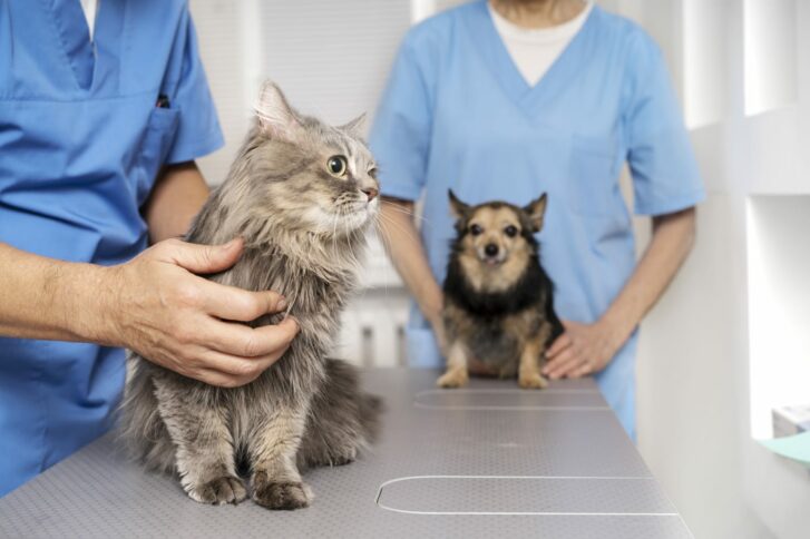 Imagen de veterinarios con mascotas